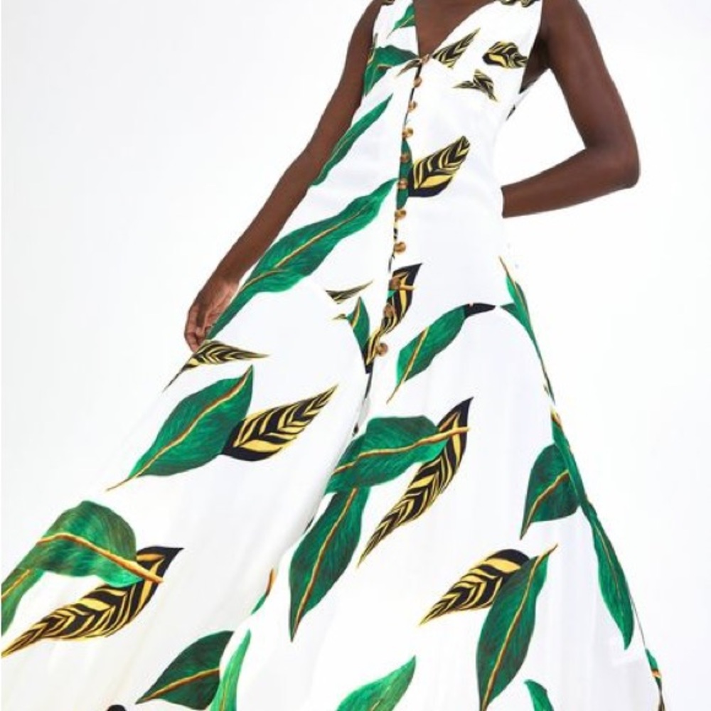 FARM Rio Green Leaf Print Maxi Dress